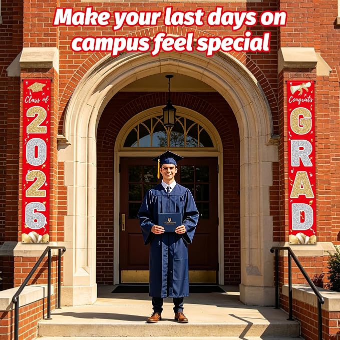 Graduation Decorations 2026, Class of 2026 Banner Congrats Grad | Red Porch Sign - Image 5