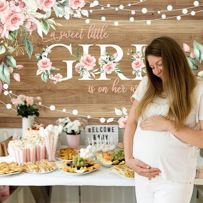 Rustic Girl Baby Shower Banner A Sweet Little Girl is on Her Way Baby Shower - Image 4