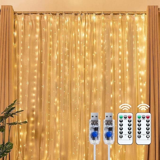 Brightown 2 Pack 300 LED Fairy Curtain Lights, 9.8ft x 9.8ft String Lights | by Brightown