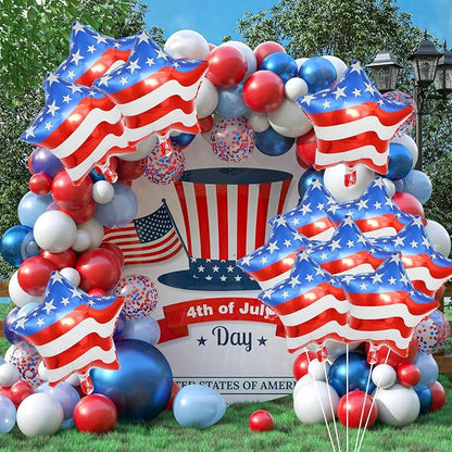 12 Pcs 4th of July Balloons American Flag Star Balloons Red White and Blue Foil - Image 5