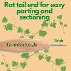 GranNaturals Smoothing & Styling Middle Part Boar Bristle Slick Back Hair Brush w/Narrow Metal Rat Tail End for Sectioning and Parting Sleek Ponytail Bun - Teasing, Backcombing, Edge Control