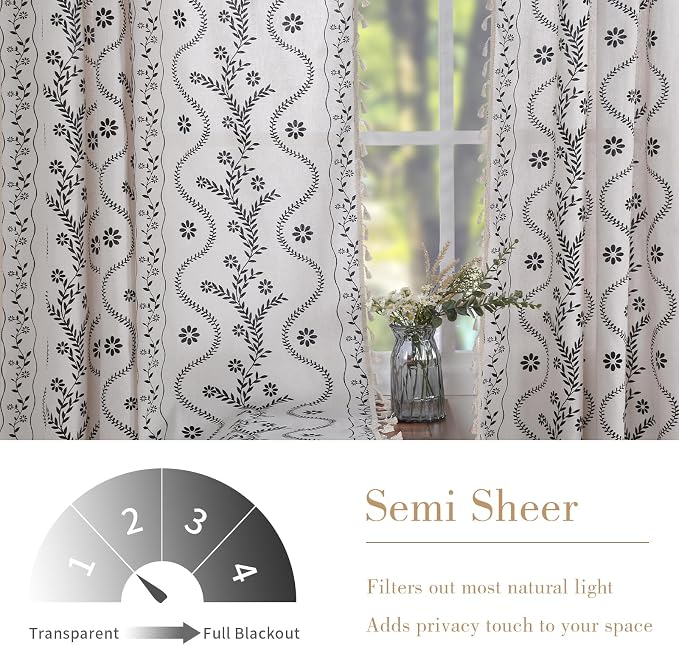 Schweek White 96 Inches Long Semi Sheer Curtains 2 Panels - Image 3