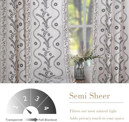 Schweek White 96 Inches Long Semi Sheer Curtains 2 Panels - Image 3