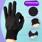 Teenitor Heat Resistant Glove With Silicone Bumps For Hair Iron Tool, Professional Heat Gloves For Heat Press, Heat Protectant Gloves For Hair Styling, Black