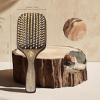 100% Natural Wood Hairbrush for Massaging Scalp,for Most Hair Types, Wooden Bristle for Reducing Damage, Scalp Massager Perfect for Women, Men & Kids