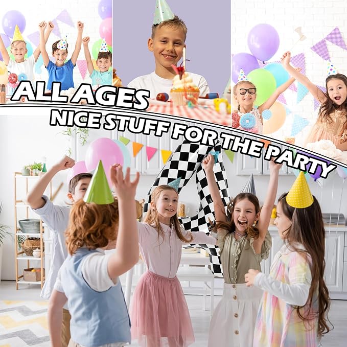 40 Inch Checkered 4 Balloons, Boys Girls Racing Car Track Theme Supplies - Image 7