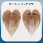 Hair Topper Human Hair Curtain Air Bangs Topper for Women,3.54x4.92 T-part Lace Base Topper Hair Piece for Daily Wear(Light Brown)