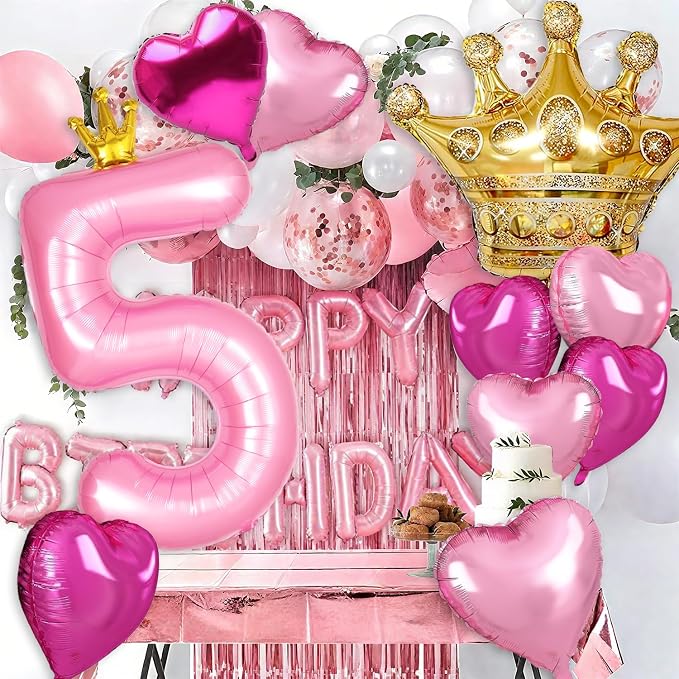 Princess 2nd Birthday Party Decorations, 40 inch Large Pink Crown 2 Balloon - Image 3