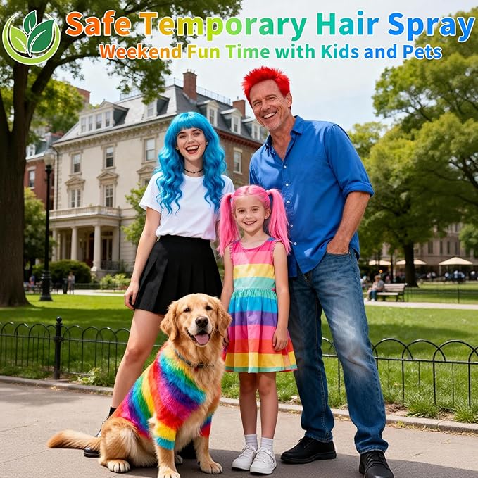 6 Pcs Temporary Hair Color Spray,Non-Stick Hairspray for Kids Girls Women Men,One-day Washable Hair Dye Spray for Party Halloween Cosplay DIY Christmas. (Red&Blue&Purple&Pink&Orange&White)