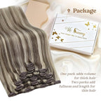 Ve Sunny Clip in Hair Extensions Highlight Brown Short Remy Hair Clip in Extensions Real Human Hair for Women Light Brown Highlights Platinum Blonde 12inch 5pcs 80g
