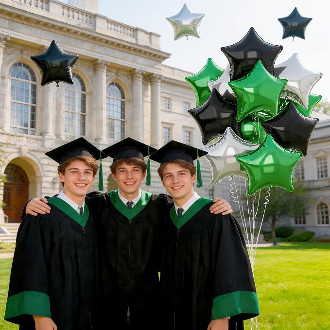 Green Black Star Balloons, 18Inch Balck Olive and Silver Stars Shape Foil - Image 3