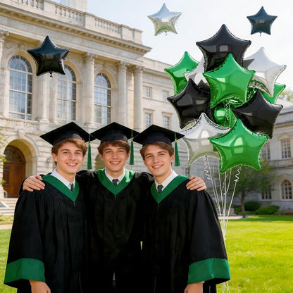 Green Black Star Balloons, 18Inch Balck Olive and Silver Stars Shape Foil - Image 3