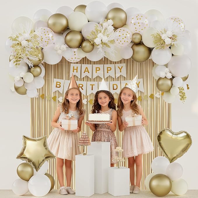 White and Gold Happy Birthday Party Decorations - Image 4