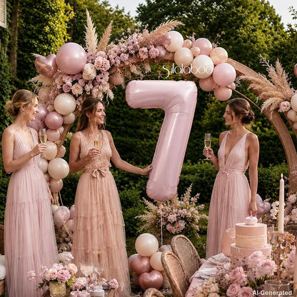 40 Inch Light Pink Number 7 Foil Big 0-9 Giant Digital Balloon | 7th - Image 3
