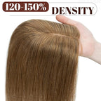 SEGO Real Human Hair Topper for Women, No Bangs Hair Topper with Anti-Slip Clips (12 Inch#6 Light Brown)