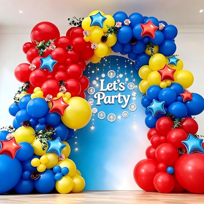 160Pcs Red Yellow Blue Carnival Circus Balloon Garland Arch Kit | Latex Balloons - Image 7