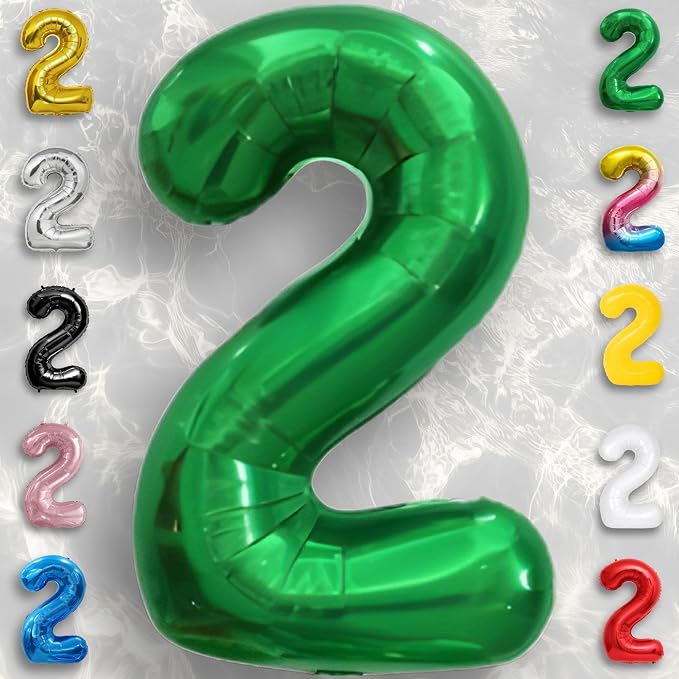 Green Number Balloon 2 Mylar Foil Balloons 16 inch - Image 5