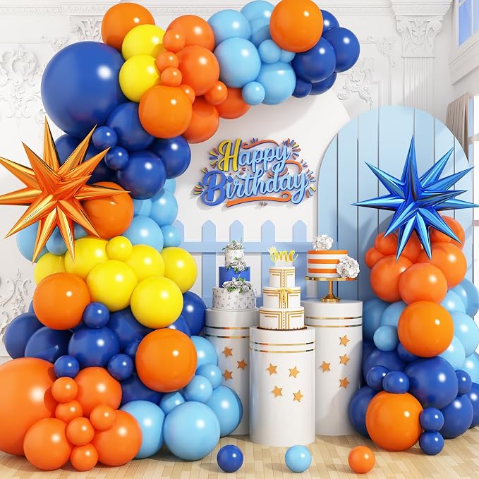Blue and Orange Yellow Balloon Arch Kit by Adorely