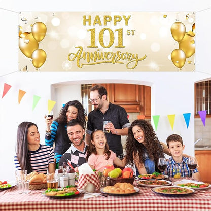 WeBenison Large Happy101st Anniversary Banner Anniversary Garden Backdrop - Image 6