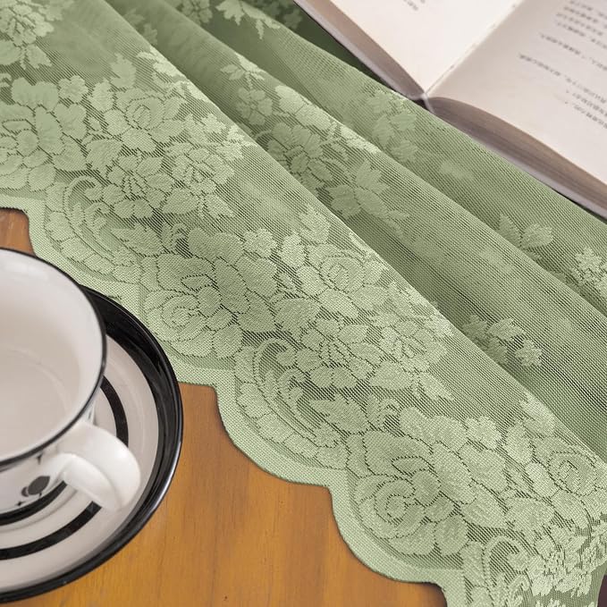 Kotile Sage Green Lace Curtains - Image 8