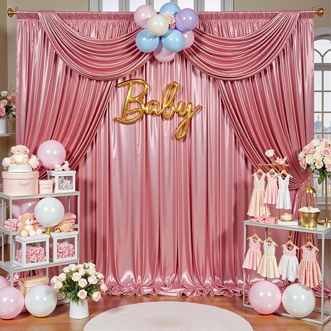 20x10ft Shimmer Rose Gold Sequin Backdrop Curtain - Image 9