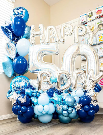 Navy Blue and Gold Balloons Garland Arch Kit, Party Decor | Navy Blue Metallic - Image 5