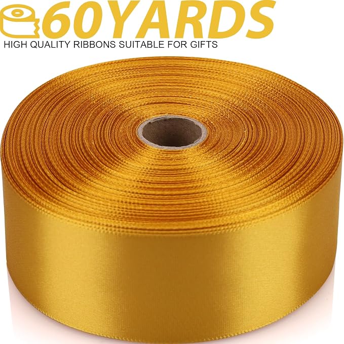 1-1/2 Inch 60 Yards Gold Solid Satin Ribbon - Image 2