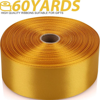 1-1/2 Inch 60 Yards Gold Solid Satin Ribbon - Image 2