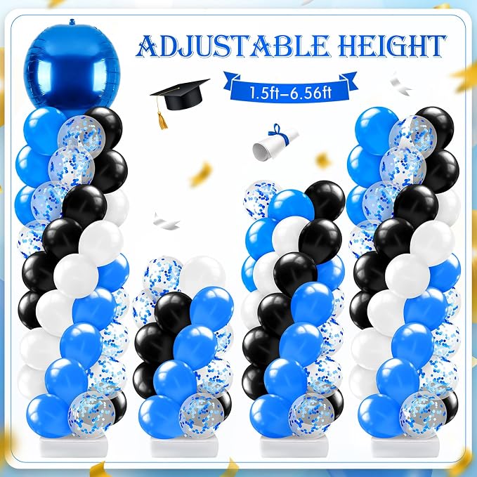 2 Sets Blue and Black White Balloon Column Stand Kit for, Adjustable Floor - Image 3