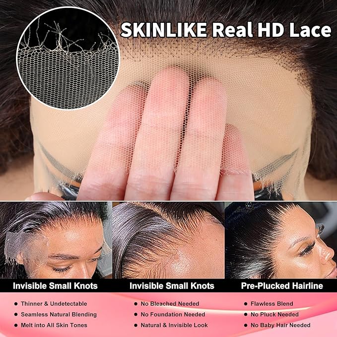 MEIMEI SKINLIKE Real HD Lace Wig Loose Deep Wave Lace Front Wigs Human Hair Pre Plucked Bleached Knots 200% Density Ultra-thin Invisible HD Lace 13x4 Loose Wave Wigs Human Hair for Women