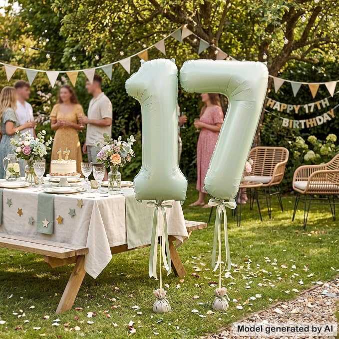 40 Inch Olive Green Number 17 Balloon - Image 4