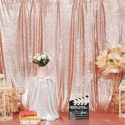Eternal Beauty Rose Gold Sequin Backdrop Curtains, 2 Panels 4x8FT | 3mm Sparkle - Image 3