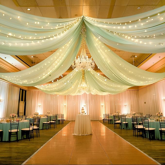 6 Panels Green Ceiling Drapes - Image 3