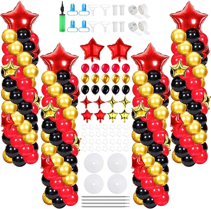 Gejoy Red Black Gold Balloons Column Stand Kit Adjustable Tower Stand from 1.4 by Gejoy