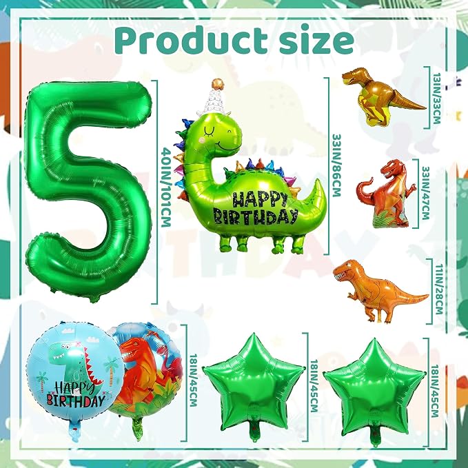 Dinosaur Party Decorations Balloons Green - Image 3