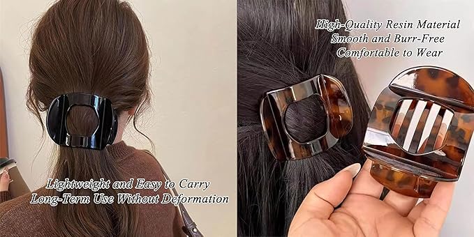 Dodorado Flat Hair Clips,Suerteyay/Hailoyearn Simple Refined Hair Clip, Sturdy Keep No Slip Large Claw Clips,Volume Flat Top Round Clip for Thick or Thin Hair (4p)