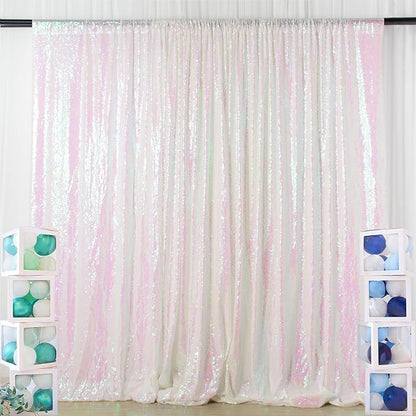 ShinyBeauty White Iridescent Backdrop 10FTx10FT Sequin Backdrop Fabric Backdrop - Image 2