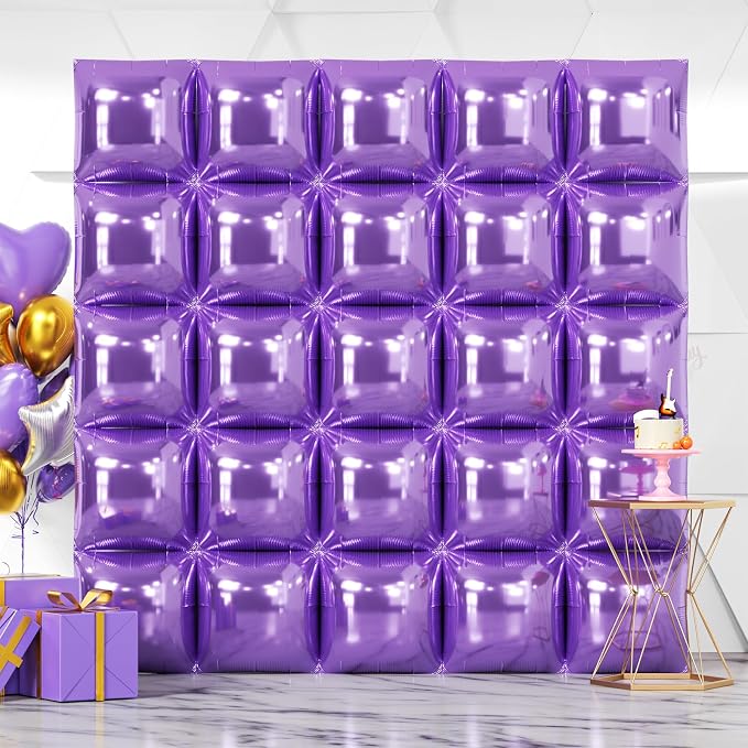 NISOCY 25PCS Light Purple Square Foil Balloons Wall Backdrop | Double Sided by NISOCY