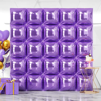 NISOCY 25PCS Light Purple Square Foil Balloons Wall Backdrop | Double Sided by NISOCY