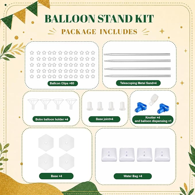 4 Pack Balloon Stands for Floor Adjustable Balloon Column Stand Kit | Metal - Image 4