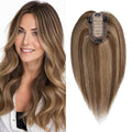 SEGO Real Human Hair Topper for Women without Bangs, Hair Topper with Anti-Slip Clips (8 Inch#4/27 Medium Brown Mix Dark Blonde)