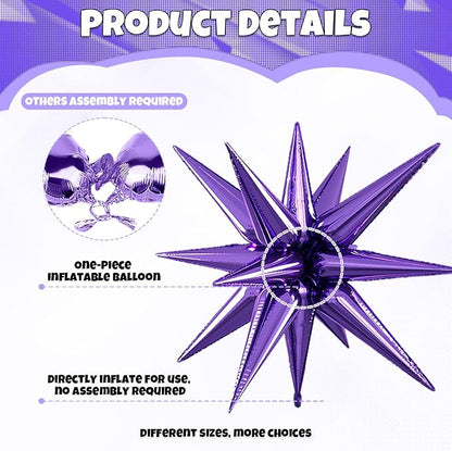 Purple Blue Silver Star Balloons, 22/27 Inch Blue and Purple Silver Star Shaped - Image 3