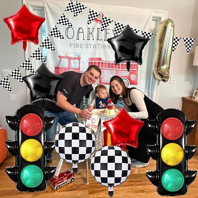 Race Car Party Decorations Set – Includes Traffic Light Balloons, Checkered - Image 8