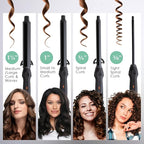 MINT Professional Clamp-Free Curling Wand 3/4 Inch for Long Hair | Extra Long Curl Wand 4-Heater Ionic Ceramic Tourmaline Barrel | Best Curling Wands | Adjustable 230-430°F | Worldwide Dual Voltage