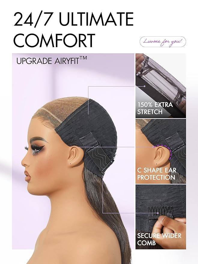 LUVME HAIR 100% Human Hair Wigs Loose Wave Glueless Lace Front 16 Inches, Pre Cut Plucked Hd Lace Short Wig Ready To Go Natural Color Straight Bleached Knots Side Part Black Wigs
