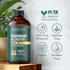 Majestic Pure 100% Pure Rosemary Oil For Hair Growth with Scalp Massager - Strengthening, Nourishing, Volumizing - Infused with Silk Protein & Castor Oil - Non GMO Verified - 4 Fl Oz