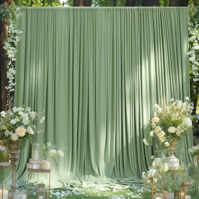 NSSONBEN 40ft x 10ft Wrinkle Free Sage Green Backdrop Curtains - Image 7