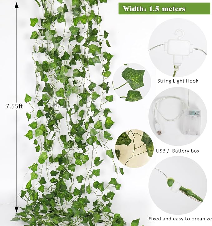 RECUTMS Fake Wall Curtain Ivy Vines - Image 2