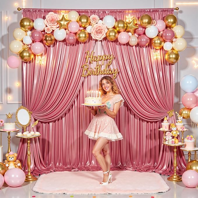 50x10ft Shimmer Rose Gold Sequin Backdrop Curtain - Image 2