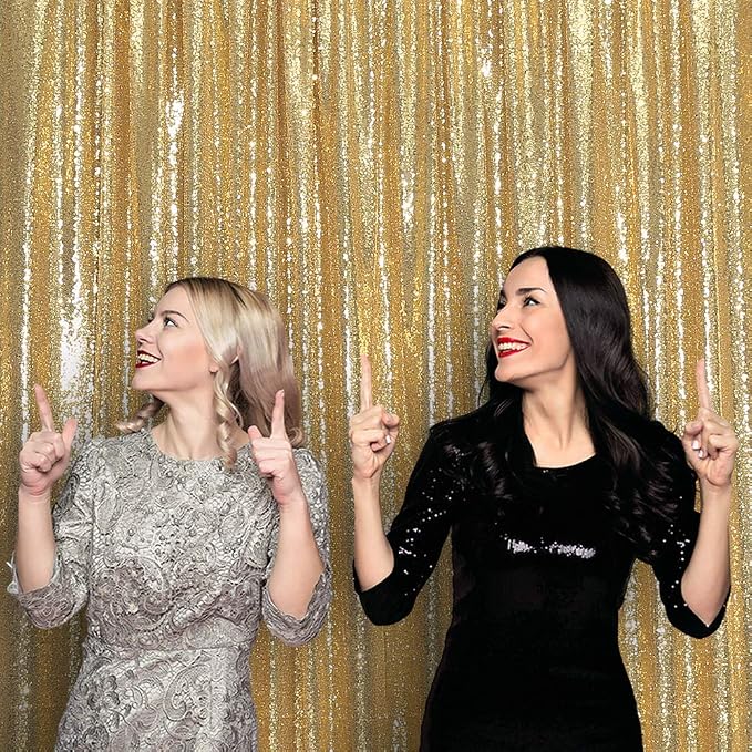 SquarePie 7x7ft Gold Sequin Backdrop, High Density Non-Transparent Glitter - Image 9